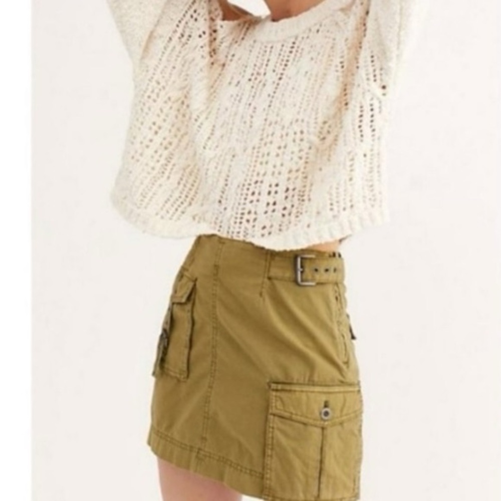 Free People Olive Green Cargo Mini Skirt